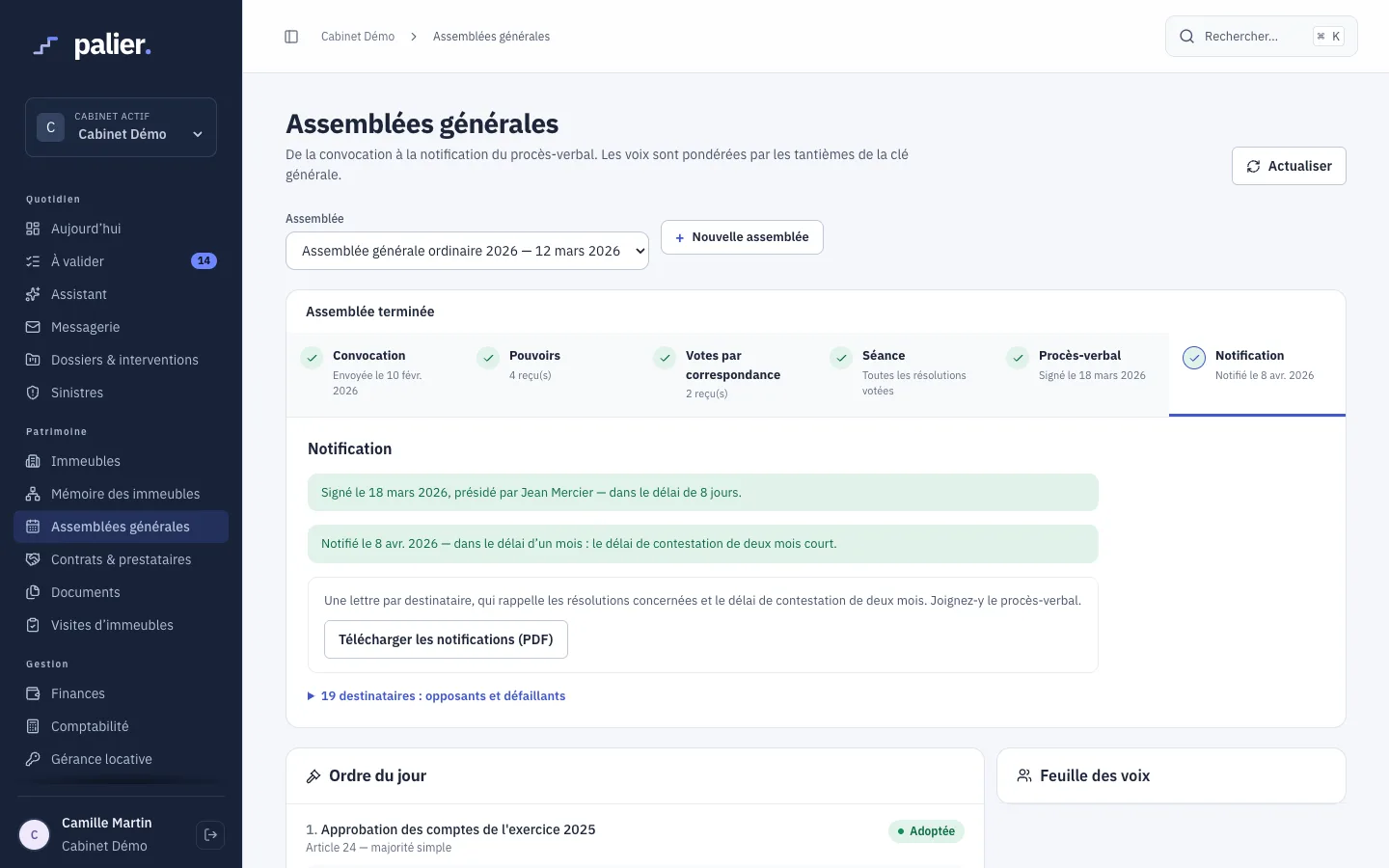Une assemblée générale suivie étape par étape, de la convocation à la notification.